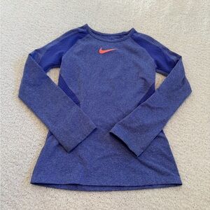 Nike Dri Fit Youth Small Long Sleeve Top Purple Athletic Kids Running Shirt
